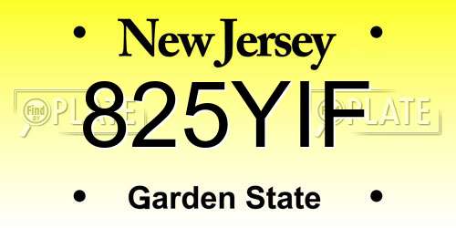 825YIF New Jersey License Plate
