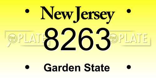 8263 New Jersey License Plate