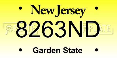 8263ND New Jersey License Plate