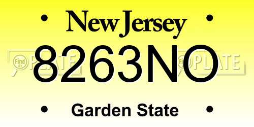 8263NO New Jersey License Plate