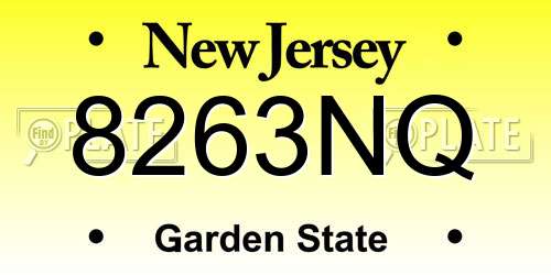8263NQ New Jersey License Plate