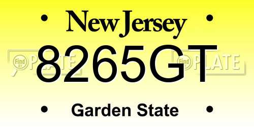 8265GT New Jersey License Plate