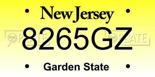 8265GZ New Jersey License Plate