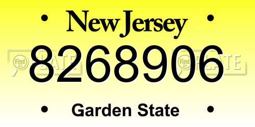 8268906 New Jersey License Plate