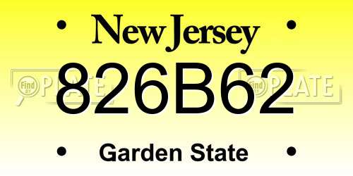 826B62 New Jersey License Plate