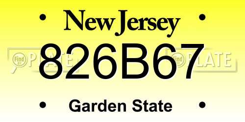 826B67 New Jersey License Plate