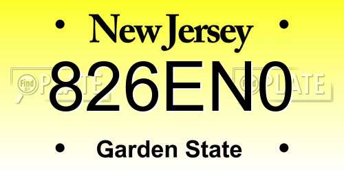 826EN0 New Jersey License Plate
