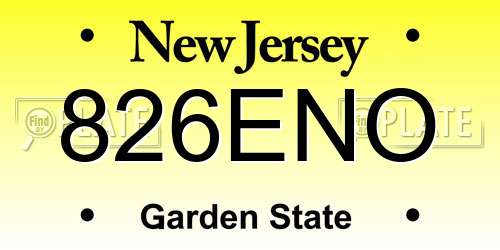826ENO New Jersey License Plate