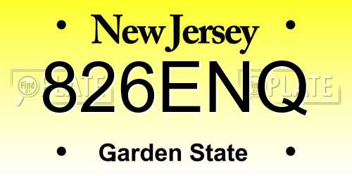 826ENQ New Jersey License Plate