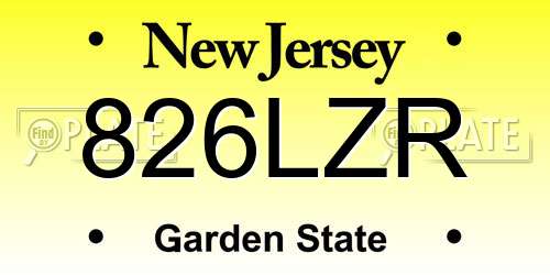 826LZR New Jersey License Plate