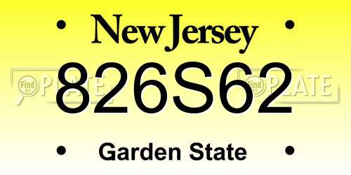 826S62 New Jersey License Plate
