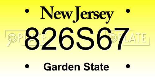 826S67 New Jersey License Plate