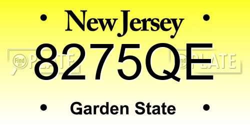 8275QE New Jersey License Plate