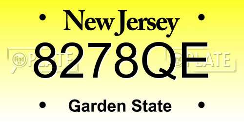 8278QE New Jersey License Plate