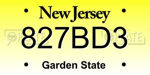 827BD3 New Jersey License Plate