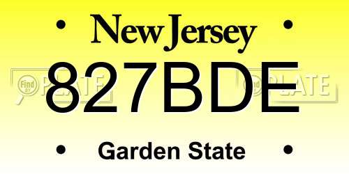 827BDE New Jersey License Plate