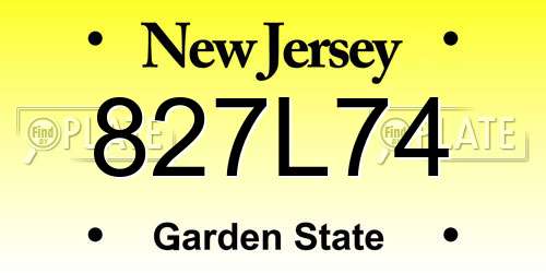 827L74 New Jersey License Plate