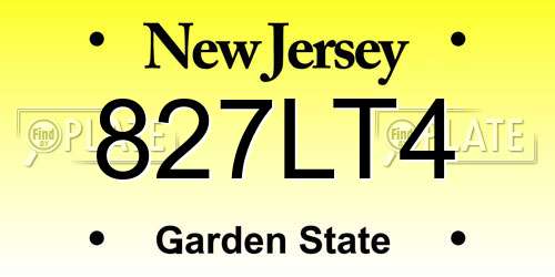 827LT4 New Jersey License Plate