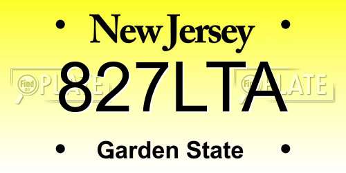 827LTA New Jersey License Plate