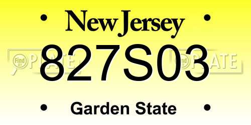 827S03 New Jersey License Plate
