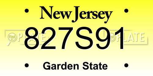 827S91 New Jersey License Plate