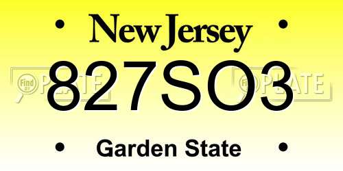 827SO3 New Jersey License Plate
