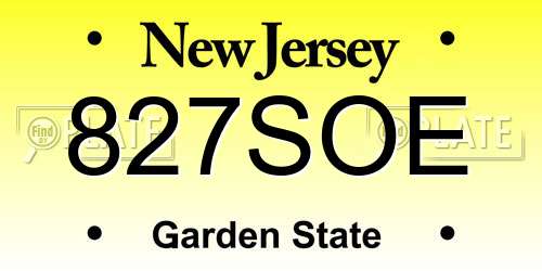 827SOE New Jersey License Plate