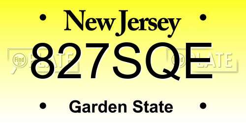827SQE New Jersey License Plate
