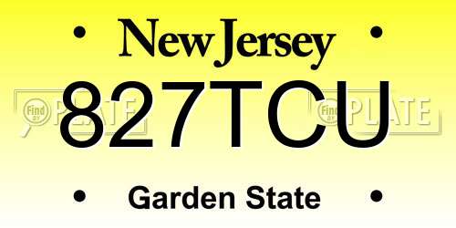 827TCU New Jersey License Plate