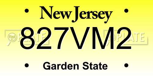 827VM2 New Jersey License Plate