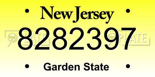8282397 New Jersey License Plate