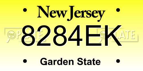 8284EK New Jersey License Plate