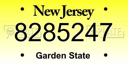 8285247 New Jersey License Plate