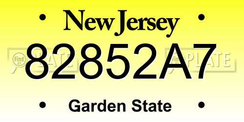 82852A7 New Jersey License Plate