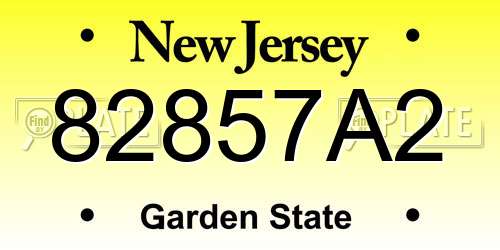 82857A2 New Jersey License Plate