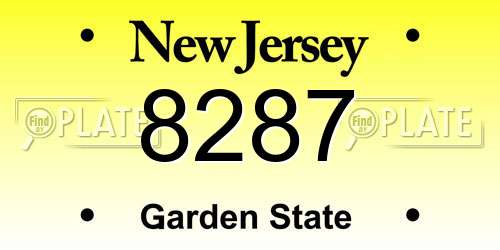 8287 New Jersey License Plate