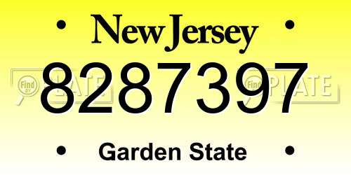 8287397 New Jersey License Plate