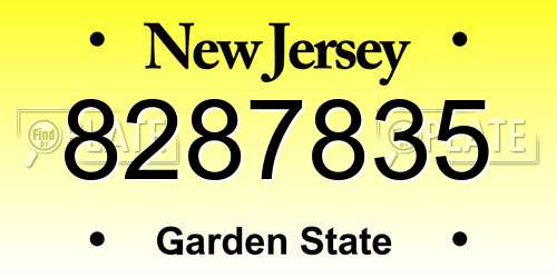 8287835 New Jersey License Plate