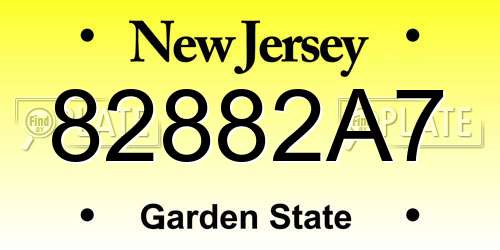 82882A7 New Jersey License Plate