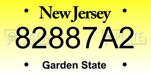 82887A2 New Jersey License Plate