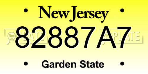 82887A7 New Jersey License Plate