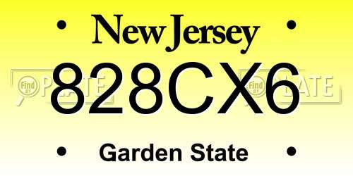 828CX6 New Jersey License Plate