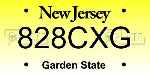 828CXG New Jersey License Plate