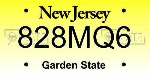 828MQ6 New Jersey License Plate