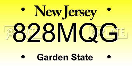 828MQG New Jersey License Plate