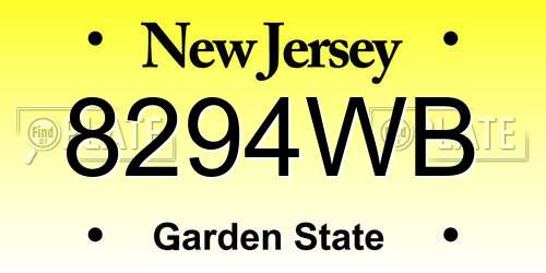 8294WB New Jersey License Plate