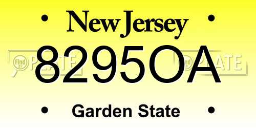 8295OA New Jersey License Plate