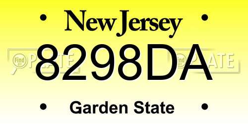 8298DA New Jersey License Plate
