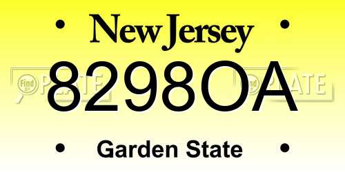 8298OA New Jersey License Plate