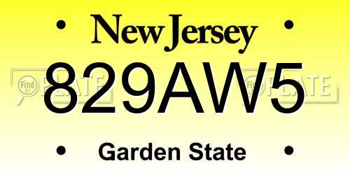 829AW5 New Jersey License Plate